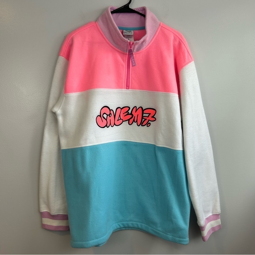 NWT Salem7 Pastel Fleece Quarter Zip High Neck Pullover Size Large